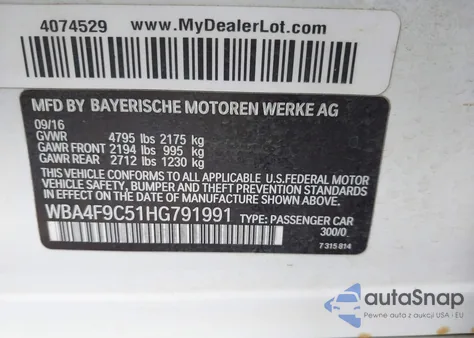 2017 BMW 430I Gran Coupe xDrive z USA, uszkodzony, nr VIN WBA4F9C51HG791991